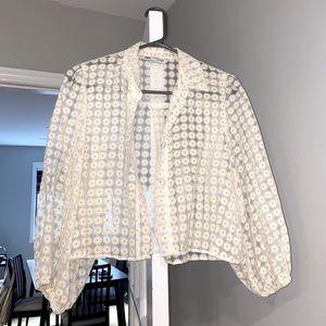 Flower crop top blouse (see through)